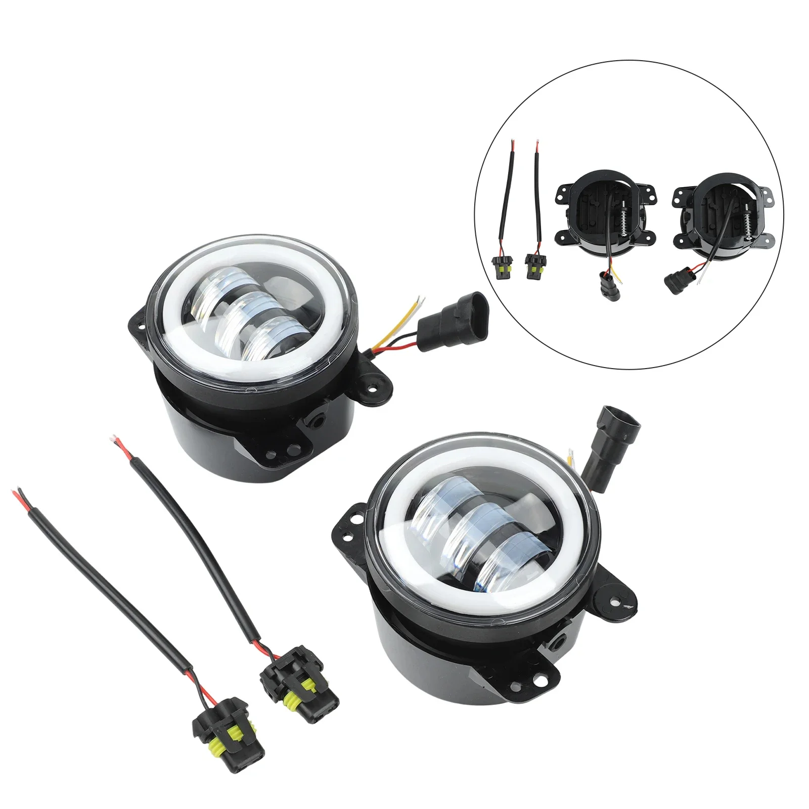 Fits Most Vehicles Convex Lens Fog Light For Offroad Use Black Led Pre-wired Plug-and-play 2525SMD LED Technology
