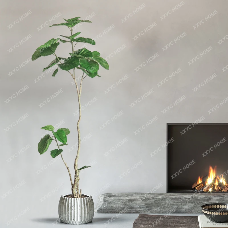 Artificial Plant Heart Leaf Ficus Bionic Green Plant Landscape Decoration Floor Fake Trees Potted Large