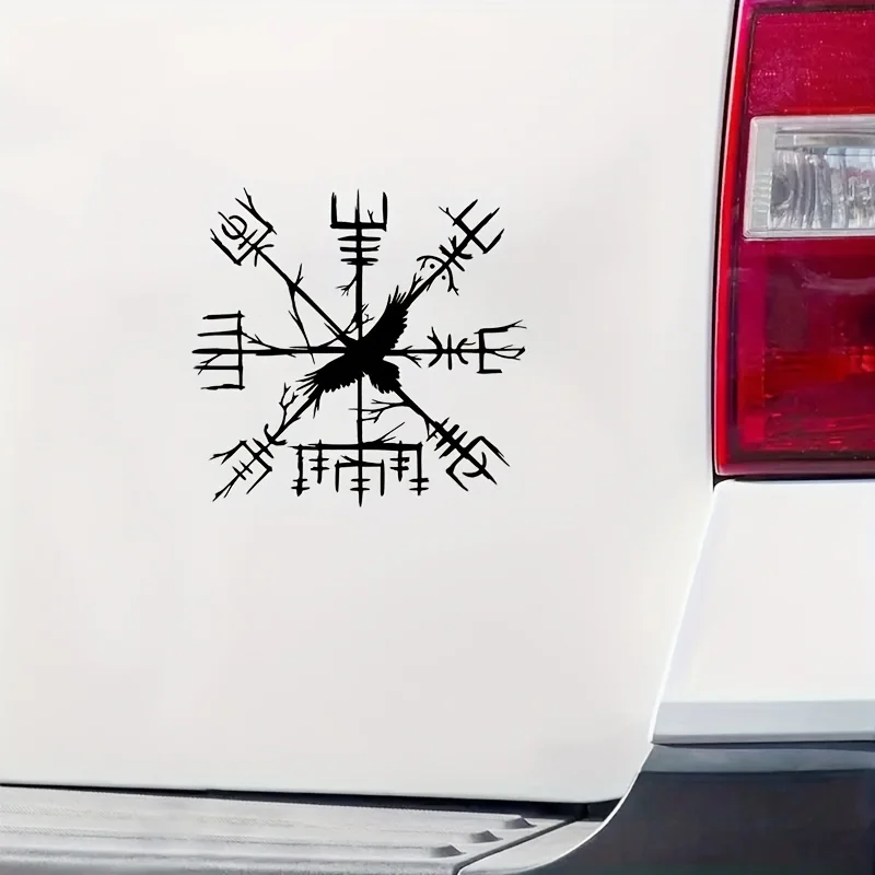 Viking Compass with Raven Vinyl Decal, Car Sticker, Window Decoration, Vinyl Decal