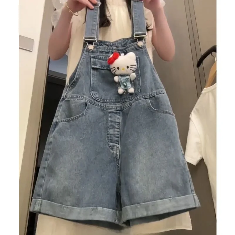 

Summer New Style Loose Fit Slimming Versatile Denim Overalls Women's Casual High Waist Wide Leg Long Pants Design Sensation N...