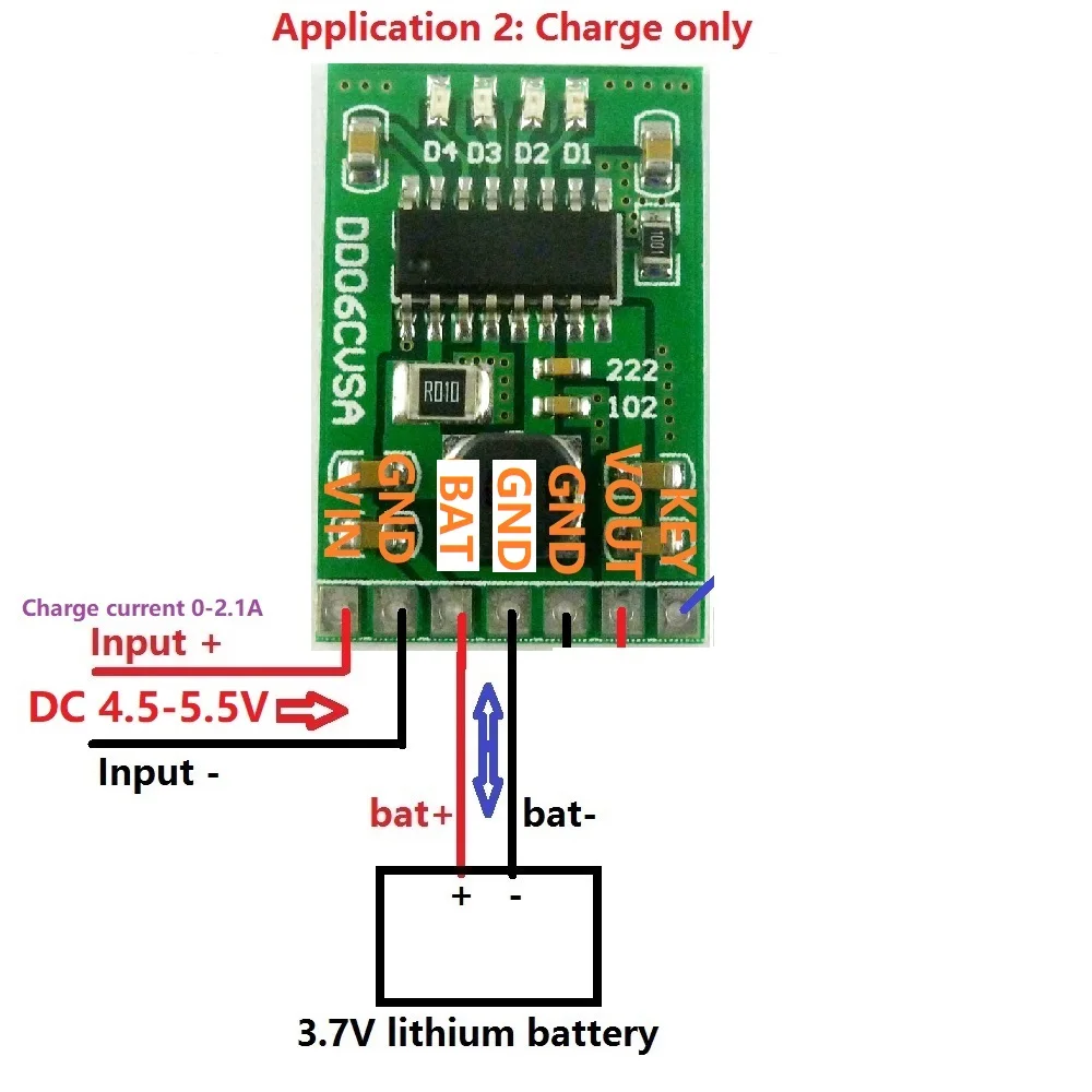 DIY módulo indicador de energia móvel, carga e descarga Board, impulsionar a proteção da bateria, DC 5V, 2.1A, 4.2V