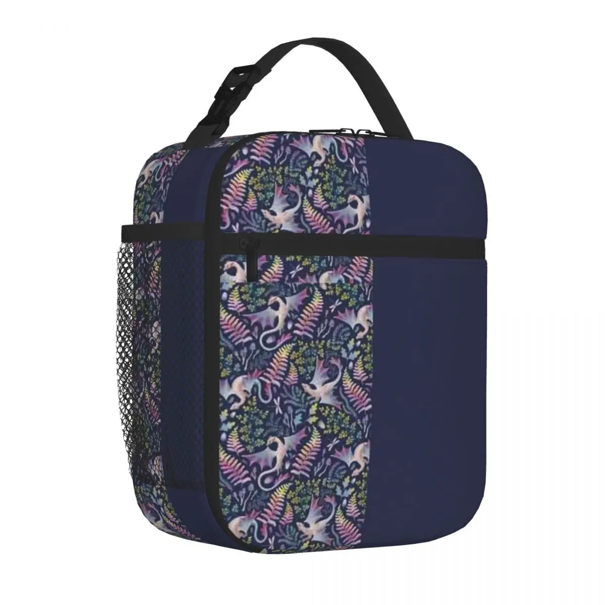 Bestselling Forest Dragons Rainbow Colours On Navy Office Style Small Lunch Bag Playground Snack Reusable Lunch Bag