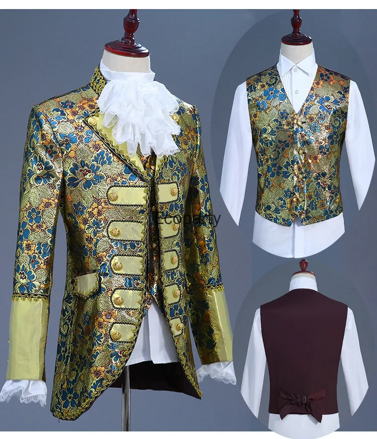 

Steampunk Medieval HistoryCustomized King Prince Renaissance Medieval Men Cosplay Party Costume Coat+Pants+Tie Full Set for Male