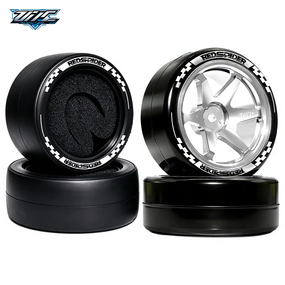 4Pcs 1/10 RC Drift Hot Melt Tire Metal Wheel 12mm Hex for Tamiya TT01 TT02 XV01 TA06 A959 PTG2 HPI Kyosho Spare Parts