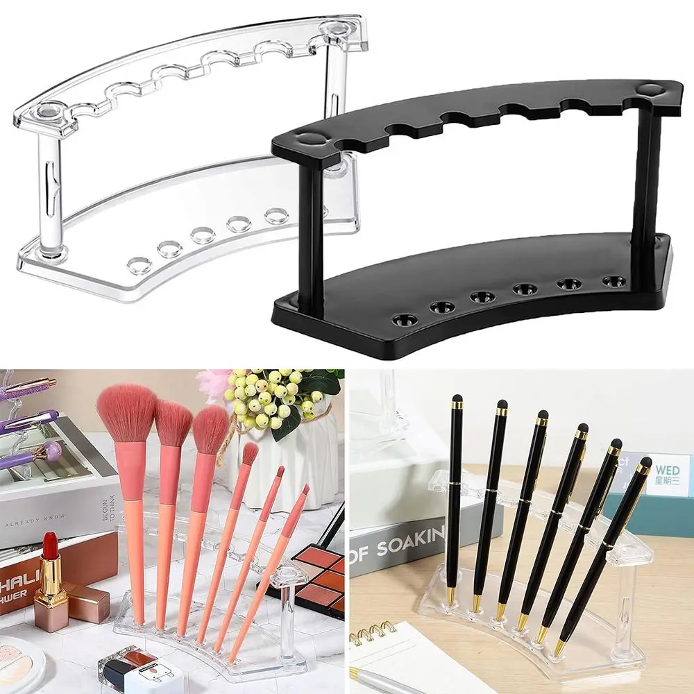 Wholesale Plastic Transparent 6 Slot Pencil Pen Spoon Jewelry Display Holder Stand Rack