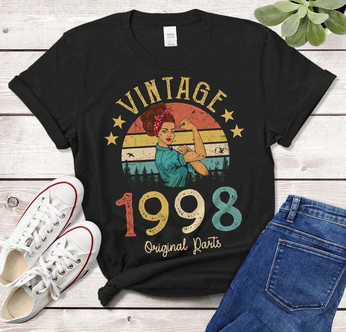 

2024 Vintage 1998 Original Parts T-Shirt 26 Years Old 26th Birthday Gift Idea Women Girls Mom Wife Daughter Funny Retro Tee Shir