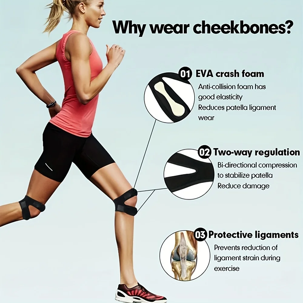 1/2pcs Patella Knee Strap Professional Anti-Slip Adjustable Knee Stabilizer Pads Basketball Running Jumping Knee Wrap Band