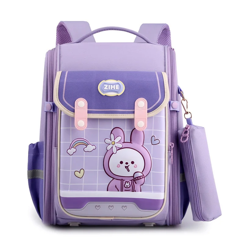 Cartoon Boy Backpack Rabbit Child School 3D Waterproof Backpack Reduces Backload Night-time Safety Reflective Feature
