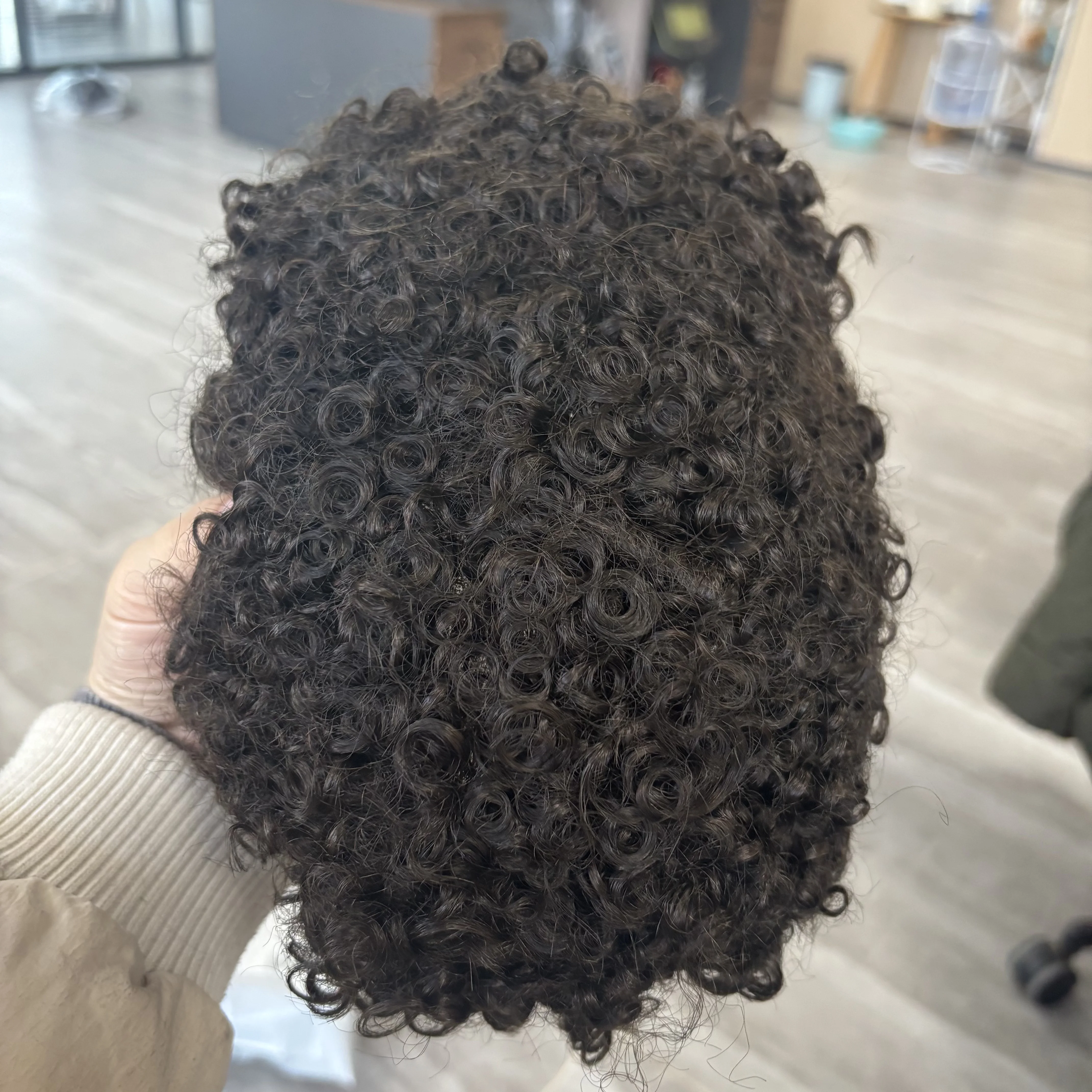 15mm Afro Curly Human Hair Baldness European Men's Toupee Natural Hairline Brown Blonde Super Durable Hair Prosthesis Capillary