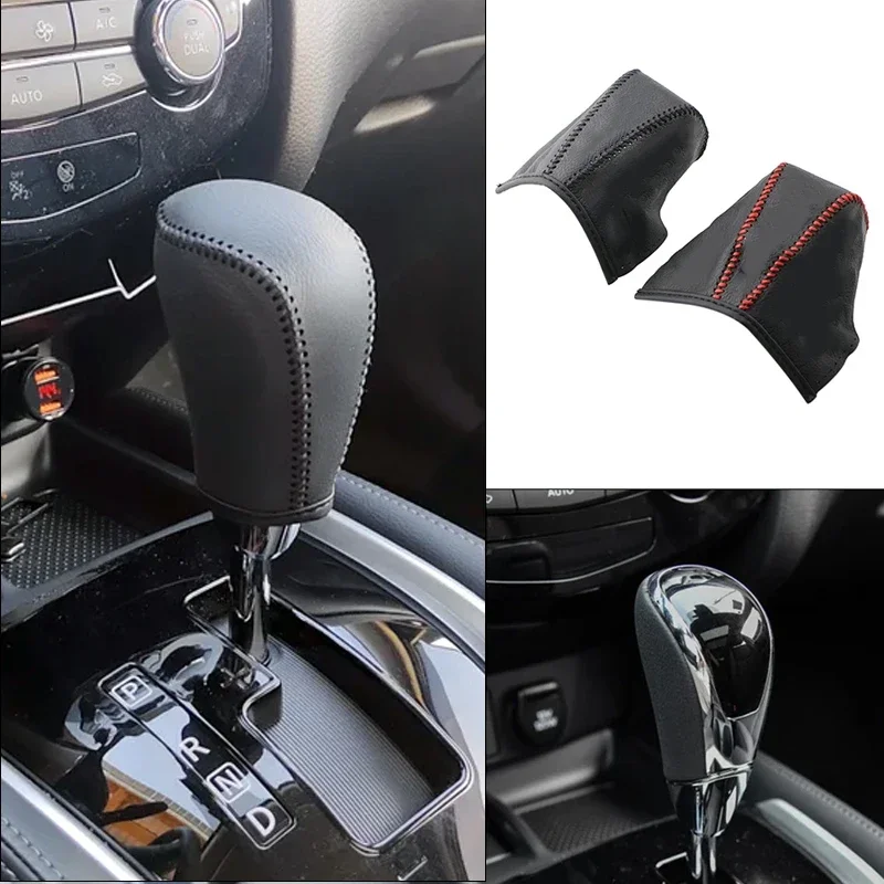 

Gear Head Shift Knob Gear Collars Case for Nissan X-Trail XTrail T32 2014 - 2021 Qashqai J11 2016 - 2020 Car Leather Knob Cover