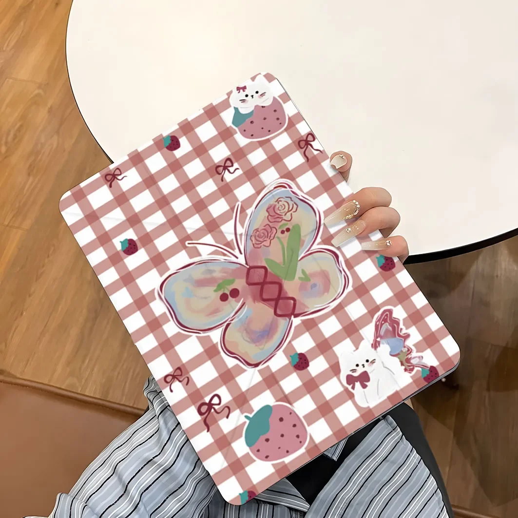 

Grid Graffiti Butterfly Y2K Cover For iPad Pro 13 11th M5 M4 12.9 A16 10 8 7 9th 10th For Ipad Air 11 M2 M3 Mini Tablet Case