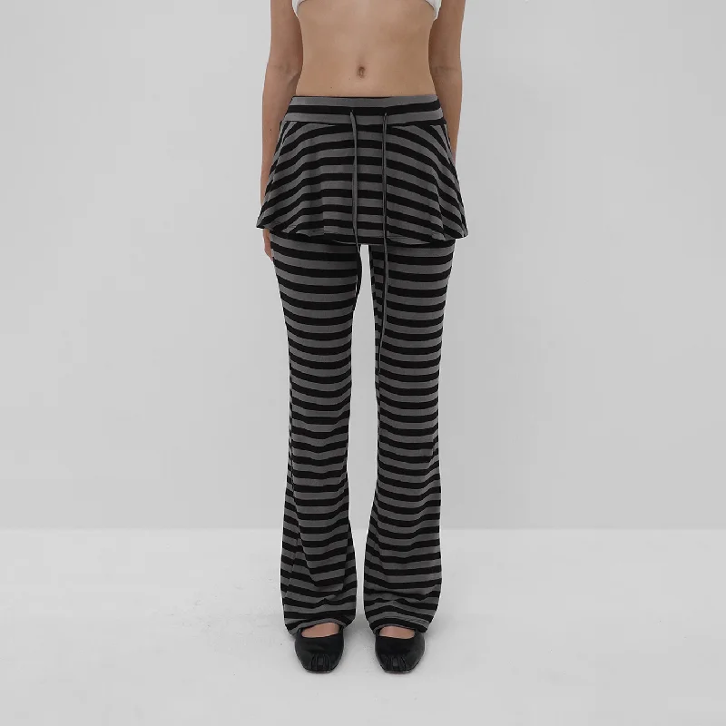 Calças de saia de renda listradas americanas, novo produto de outono 2025 calças casuais estilo preguiçoso