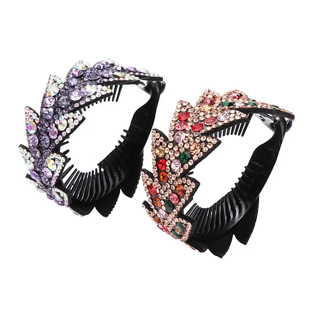 

Elegant Shiny Rhinestone Women Ponytails Hair Claw Bun Maker Headwear Bird Nest Twist Clip Leaves Hair Claw Floral