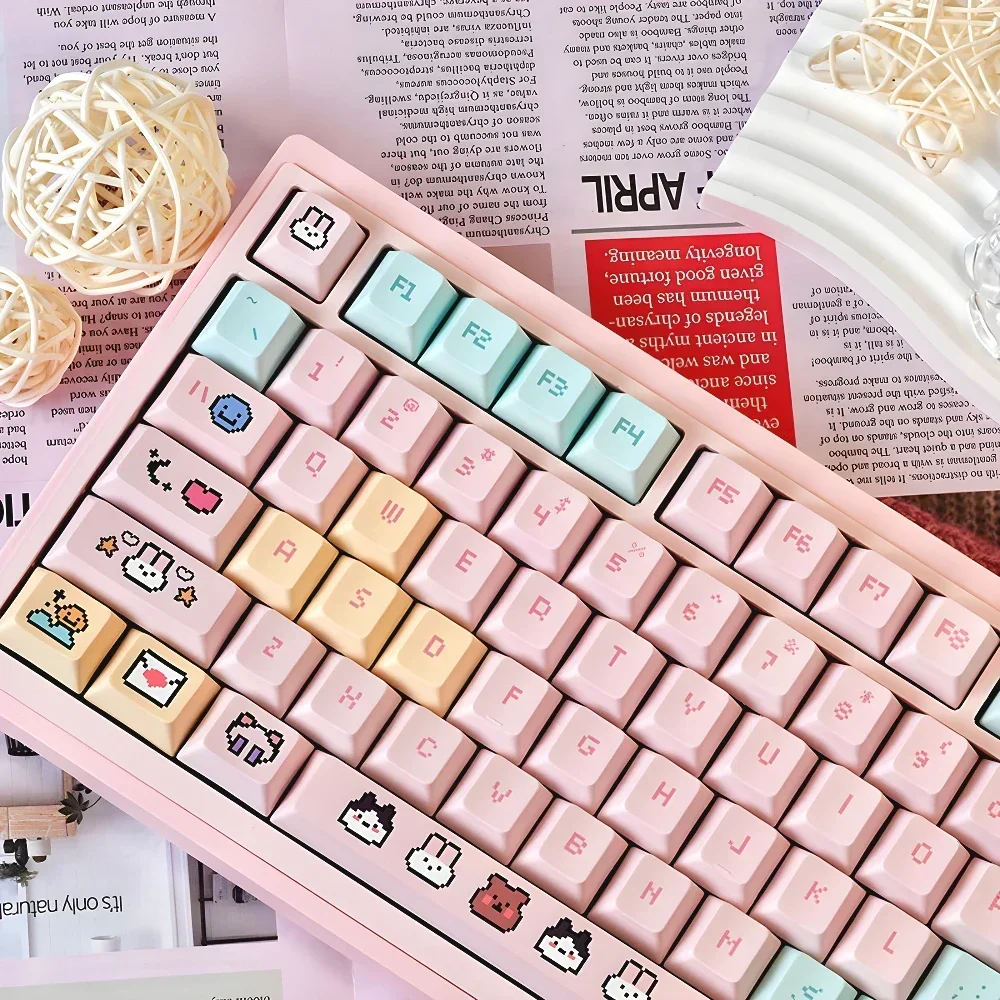 132 Key Elements Like The Little Gem Key Cap Cartoon Cute Cherry Outline Key Cap for Cherry MX 61 68 104 Mechanical Keyboard