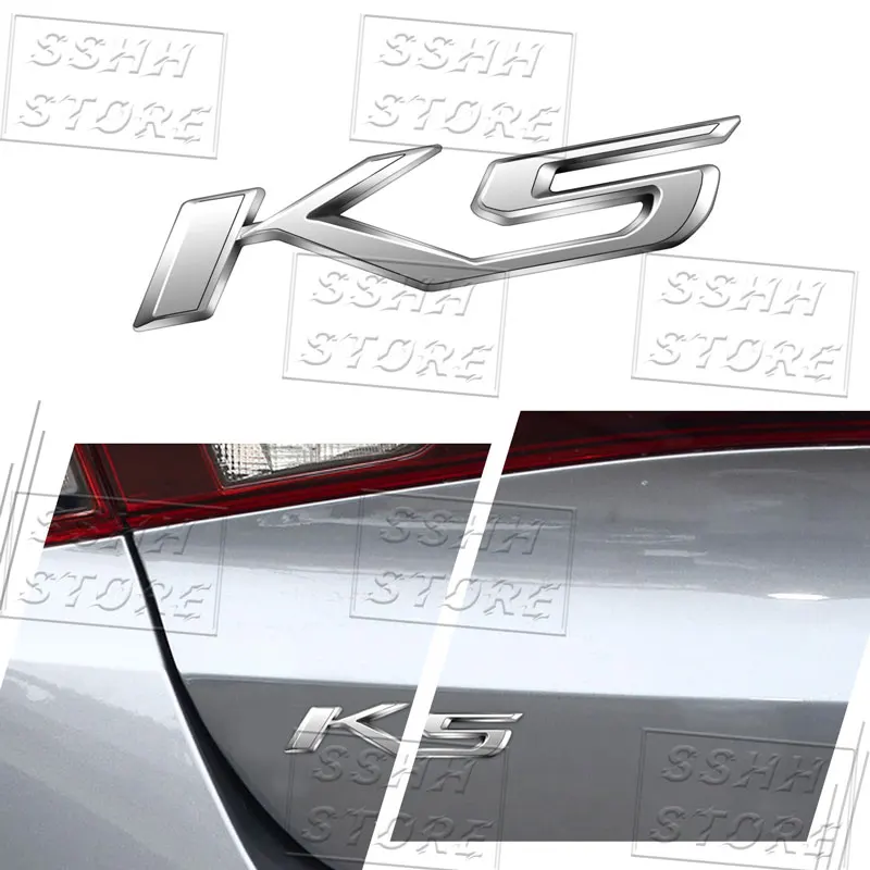 ثلاثية الأبعاد كروم معدن K5 شعار شعار سيارة الخلفي الجذع لوحة ملصق ل K5 ريو سبورتاج ستينغر الروح Ceed اكسسوارات #4