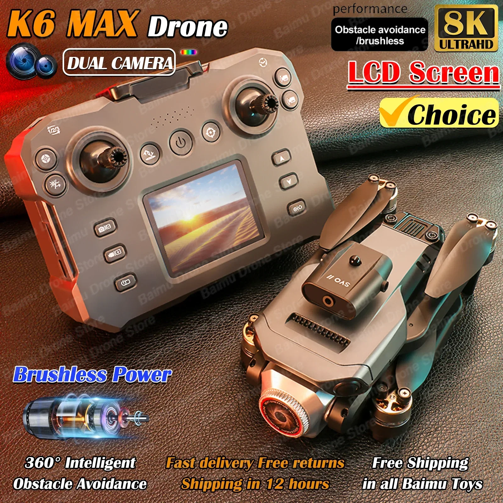 

K6 MAX Screen Drone 8k Professional HD Camera Obstacle Avoidance Aerial Photography Optical Flow Foldable Quadcopter Toys