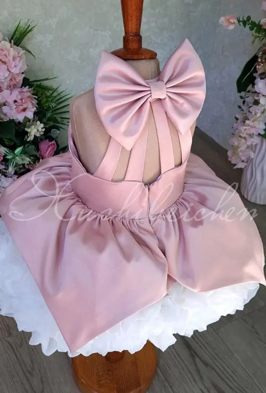 Children Cute Bow Design Sleeveless Birthday Baptism Princess Ball Gown Girls Elegant Wedding Performance Dress g425