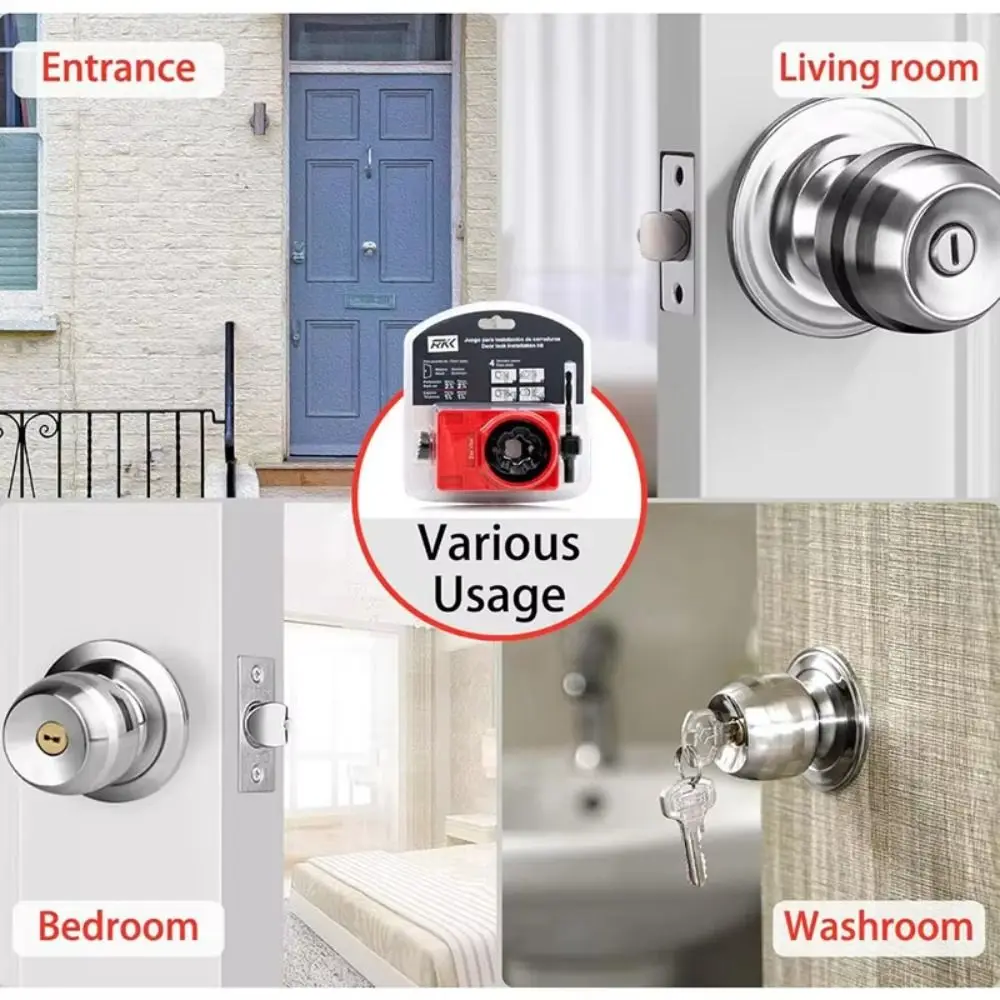 Комплект для установки дверного замка с точным позиционированием, противоскользящий дверной замок, набор кольцевых пил, сверло из углеродистой стали, пластик