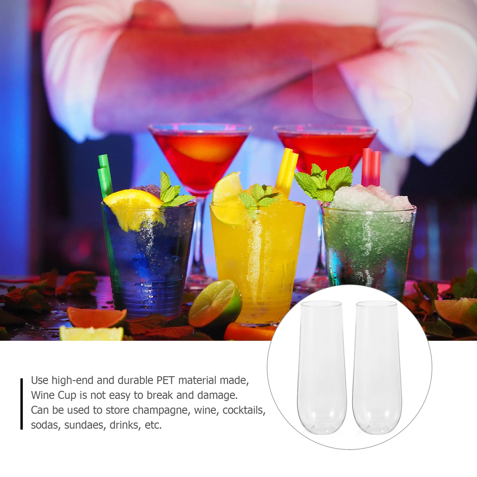 

4pcs Party Wine Clear Transparent Beverage For Home Hotel Wedding Banquet Durable Pet Plastic Drinking Glasses Multi-Use