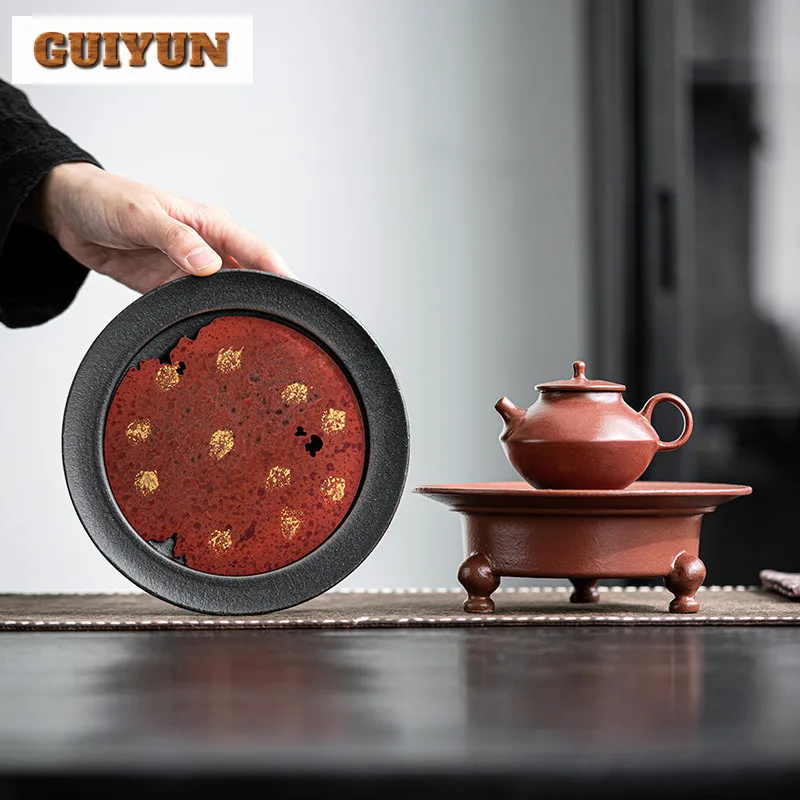 Handamde Copper Three Legged Pot Bearing Holder Creative Water Storage Dry Soaking Table Tea Tray Teaware Supplies Gift Craft
