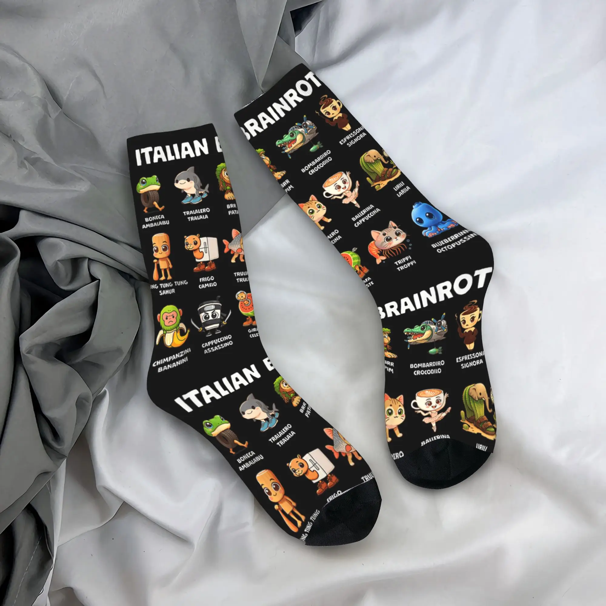 Types of Italian Brainrot Meme Character (4) Socks  Anti Bacterial Stockings Couple Warm Soft Outdoor Socks Modern Custom Socks