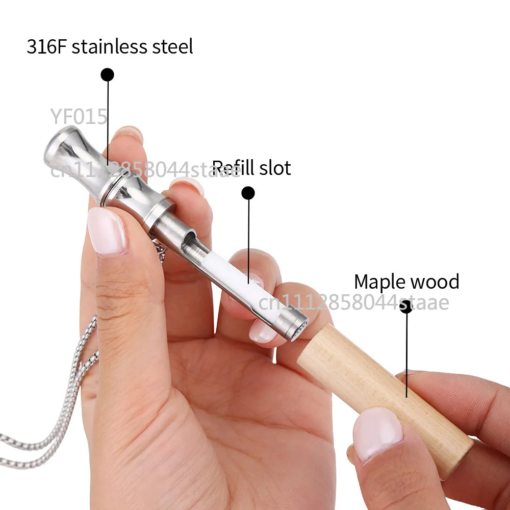 Magnetic Wooden Breathing Necklace Anxiety Relief Device with Replaceable Essential Oil Core
