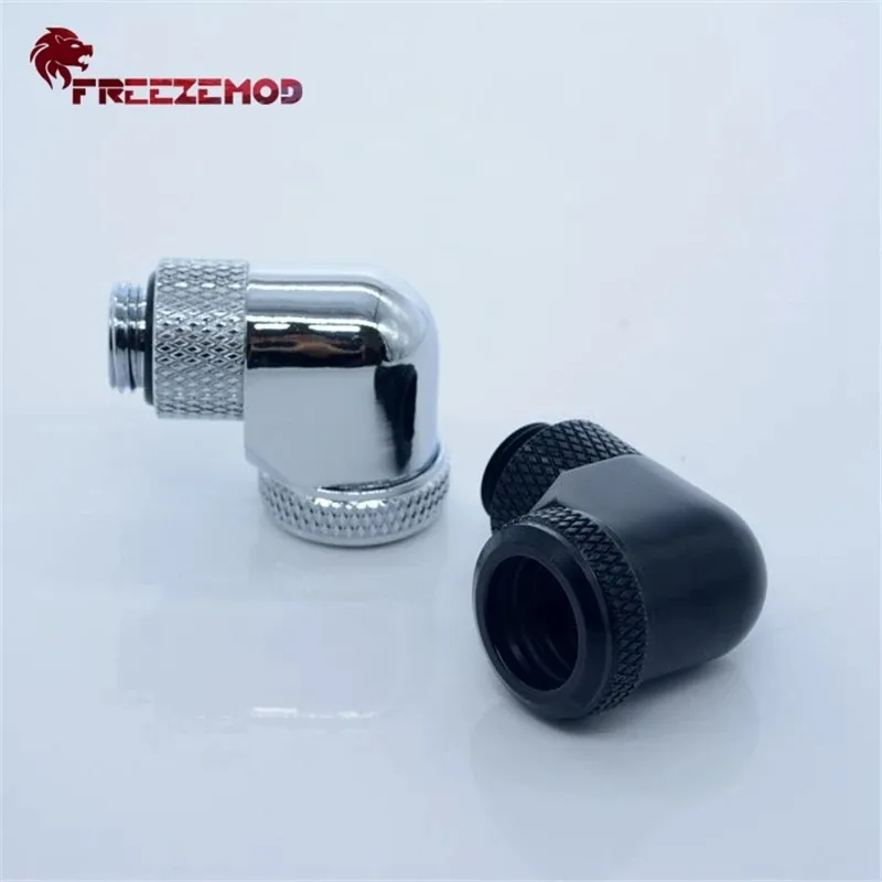 FREEZEMOD YGKN-L90 Filettatura in ottone Adattatore per raccordo rotante da 90 gradi 360 Tubo rigido da 14 mm G1/4 Raccordo per dispositivo di raffreddamento dell'acqua per PC per computer.