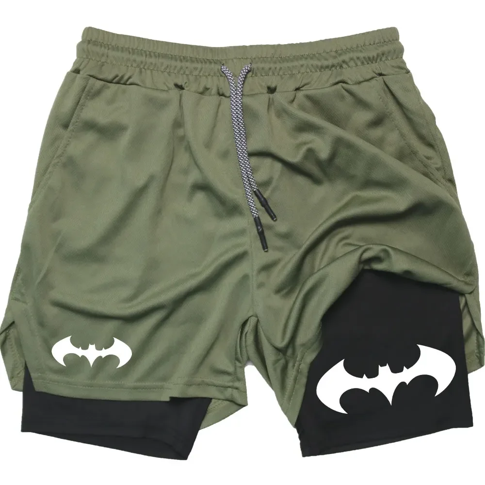 2025 men's running shorts gym double-layer sports shorts 2-in-1 quick drying training shorts fitness jogging Y2K sportswear