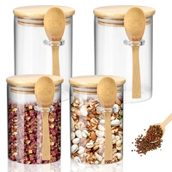 Airtight Glass Jar With Lid And Spoon Coffee Bean Tea Spice Storage Jar Multi-Purpose Kitchen Food Storage Container Bottle