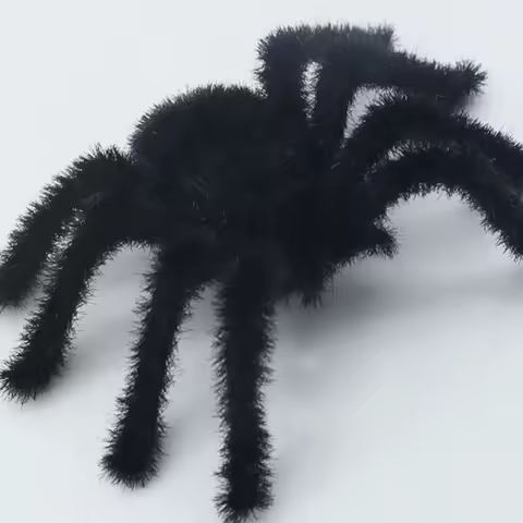 Simulation Spider Ornaments Funny Halloween Plush Spider Realistic 3D Flocking Cartoon Artificial Spider Party Prop