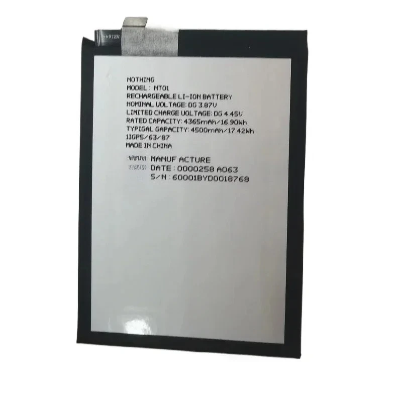 Newest NT01 3.87V 4500mAh Lithium-ion Rechargeable Battery for Nothing Phone NT01 1 One High Quality Mobile Phone Battery