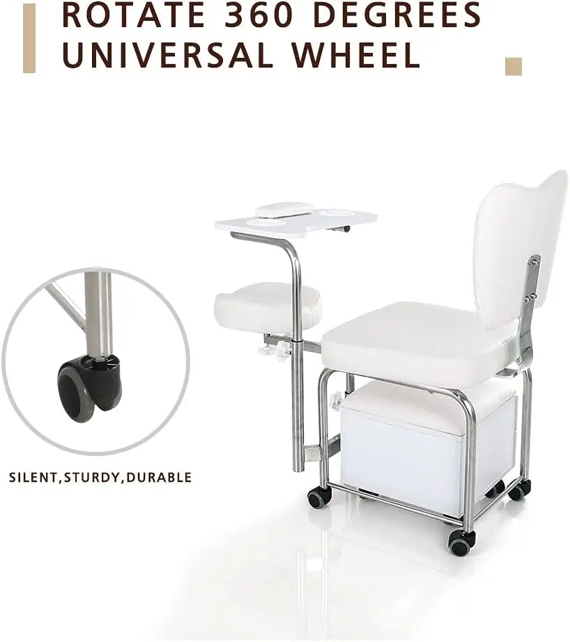 Tatartist Manicure Pedicure Chair Nail Table Professional Salon Trolley Beauty Spa Massage Stool Adjustable Nail Desk