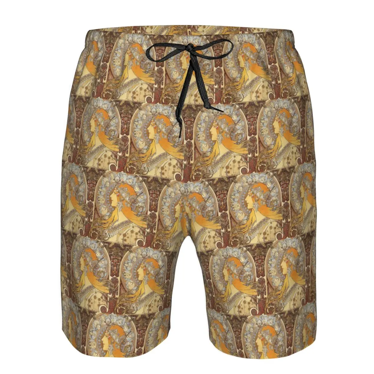 

Alphonse Mucha Zodiac Art Nouveau Woman Trunks Beach Board Shorts Casual Quick Dry Swimming Summer Men Pants