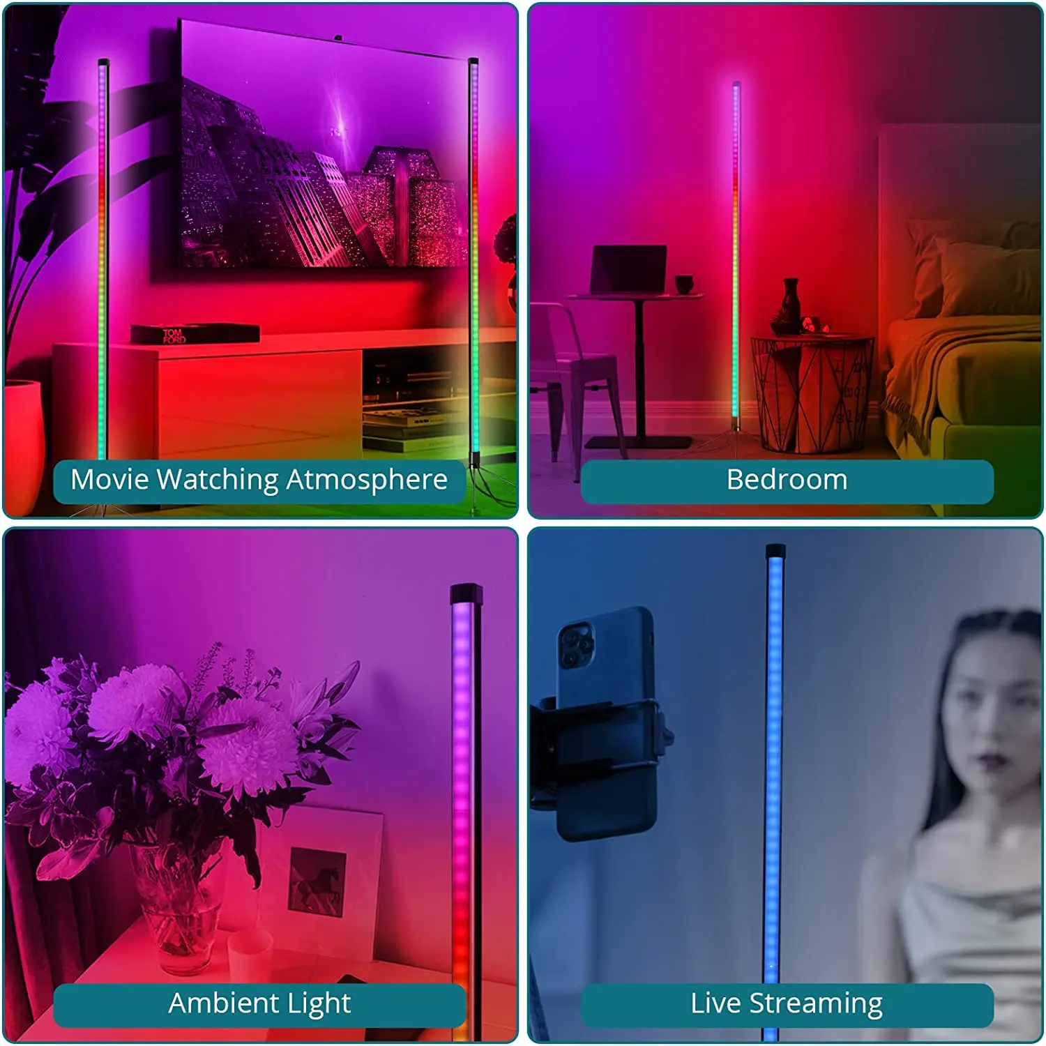 120CM/47 calowa lampa podłogowa LED Smart Strip światło RGB podświetlenie TV światło nastrojowe synchronicznego sterowania rytmicznego Tuya