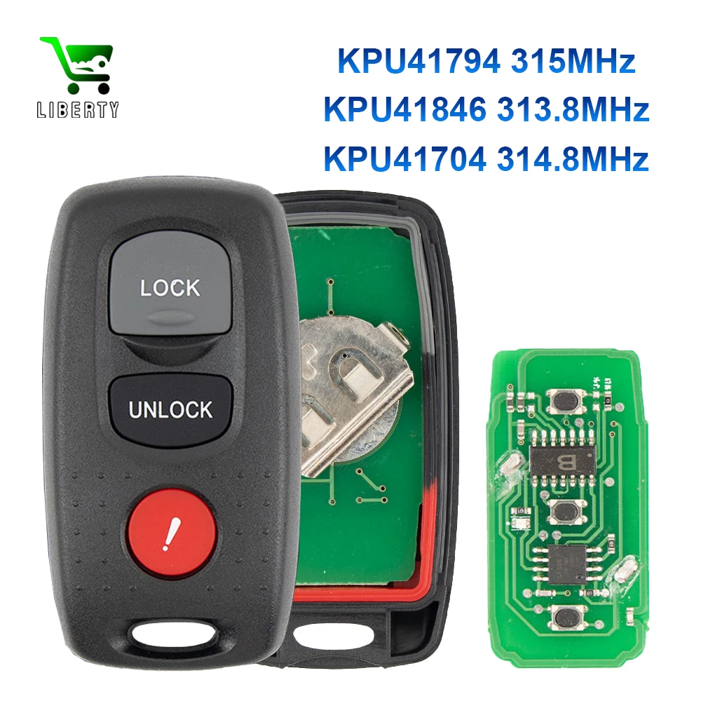 

Liberty Model 41846 / 41794 Remote Car Key 3 Button Fob for 2004 2005 2006 2007 2008 2009 Mazda 3, 6 FCC ID: KPU41846, KPU41794