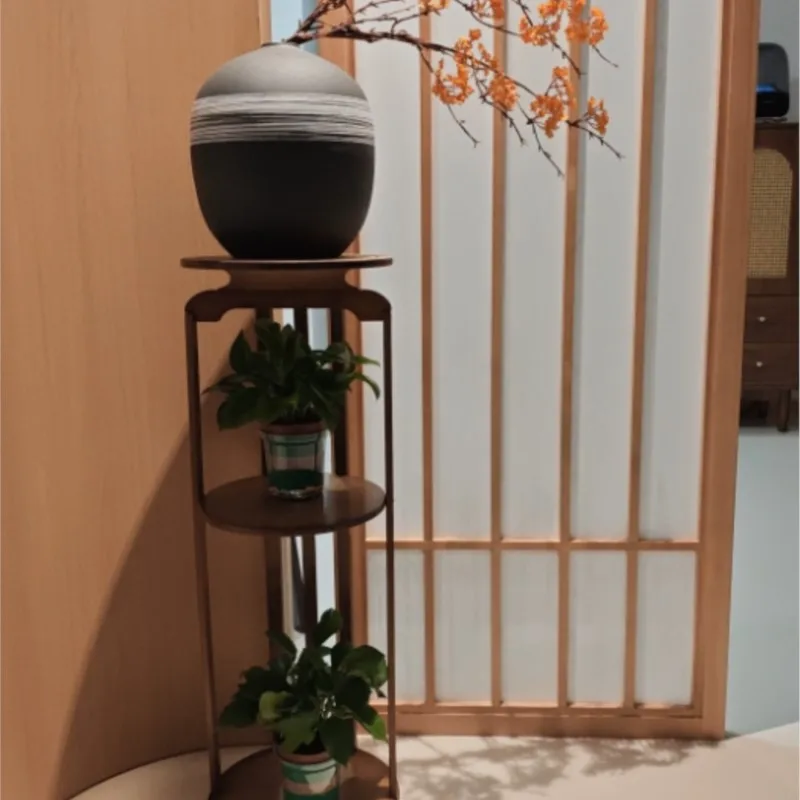Round Flower Stand Pot Holder, Floor Standing Flower Rack Display Shelf for Living Room Balcony, Indoor Decorative Plant Stand