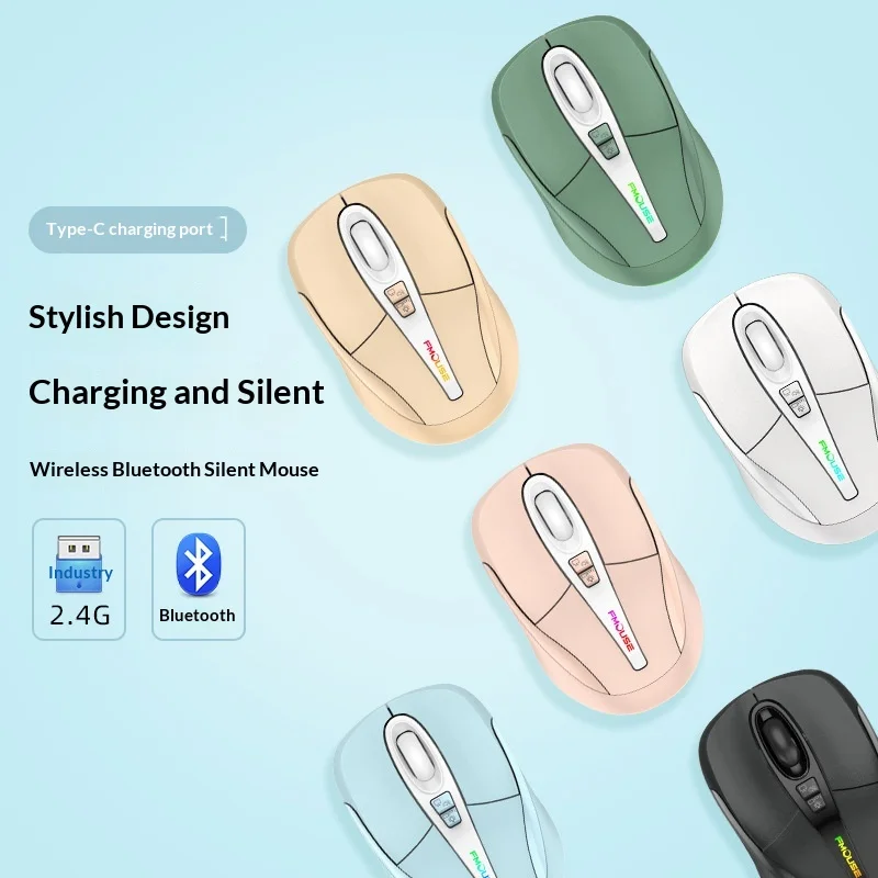 Pinkliss Wireless Bluetooth Mouse 2.4g Rgb Macaron Color Silent Type-C Rechargeable Mouse For Home Office Work Study Ideal Gift