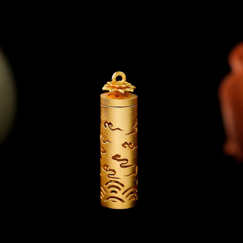 Rotary diffuser incense pill pendant necklace hollowed out with pure copper sand gold IDY decoration