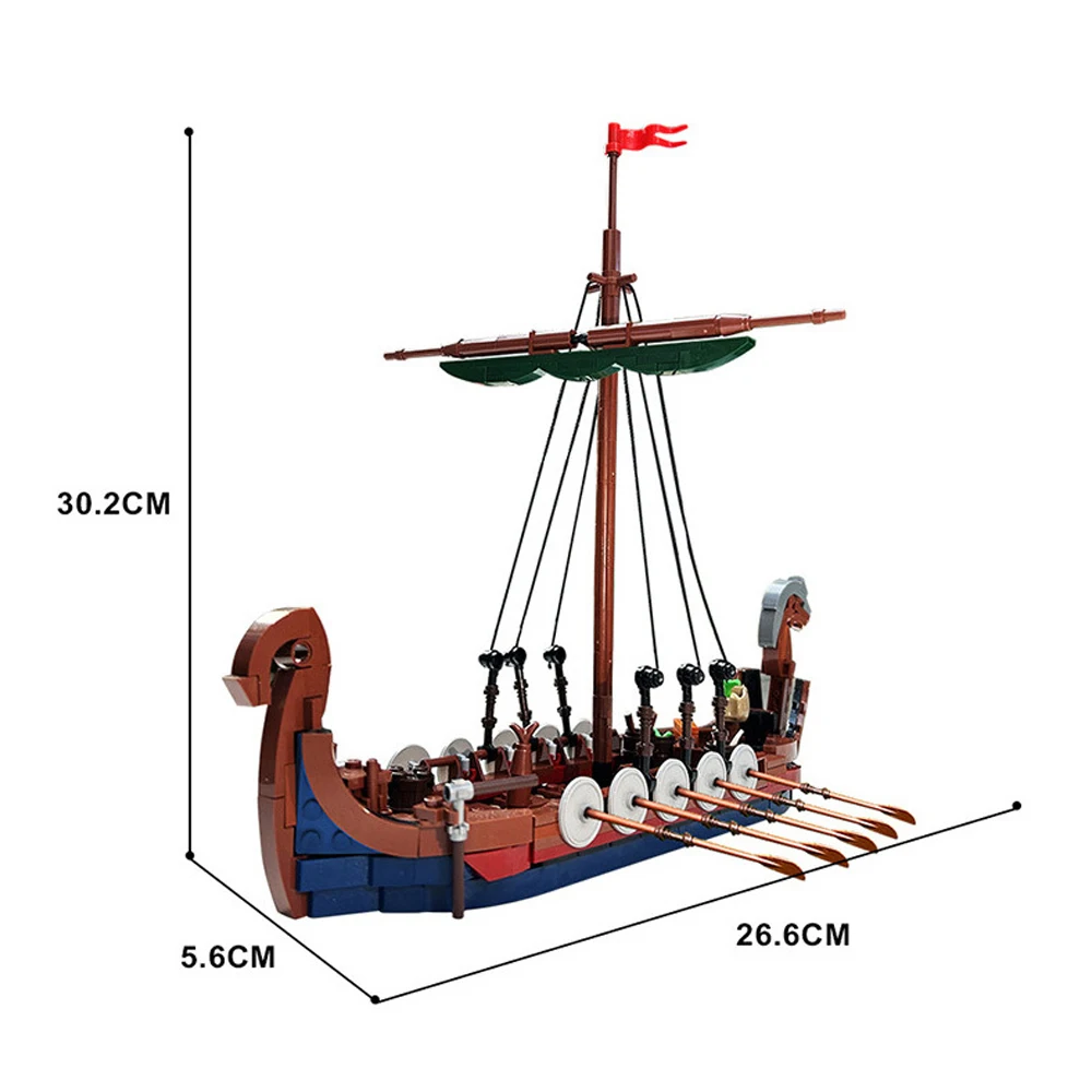 MOC58275 Medieval Vikinged Ship 463 PCS Ocean Adventure Navigation Boat Building Blocks Education Kid Bricks Toy Kids Gift