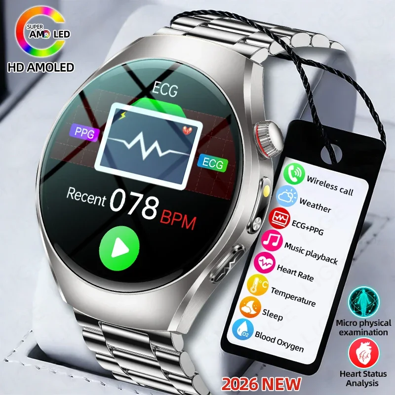 

ЭКГ + PPG 1,43 "AMOLED Смарт-часы Мочевая кислота Анализ сна Монитор артериального давления и здоровья Bluetooth Вызов Водонепроницаемые умные часы для мужчин