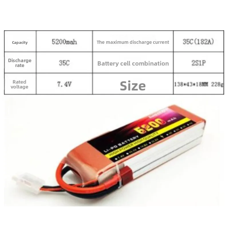 In Stock 5200mAH 35C 2S 3S 4S FPV Drone Battery for RC Car Airplane Boats Racing Models Lipo Parts with T Plug Large Capacity
