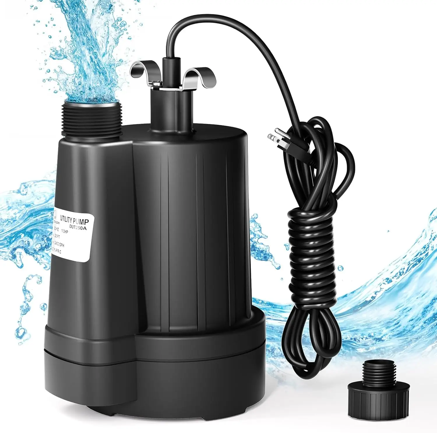 

Насос для перекачки воды D-Honor 115В 1/10 л.с., 330 галлонов в час, портативный электрический насос для откачки сточных вод (1/3 л.с.-2400 галлонов в час)