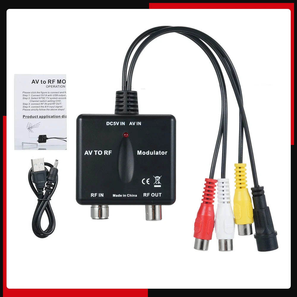 Mini RF Modulator AV To RF Modulator Output NTSC CH3 Channels PLL Controlled VHF Operating Frequency