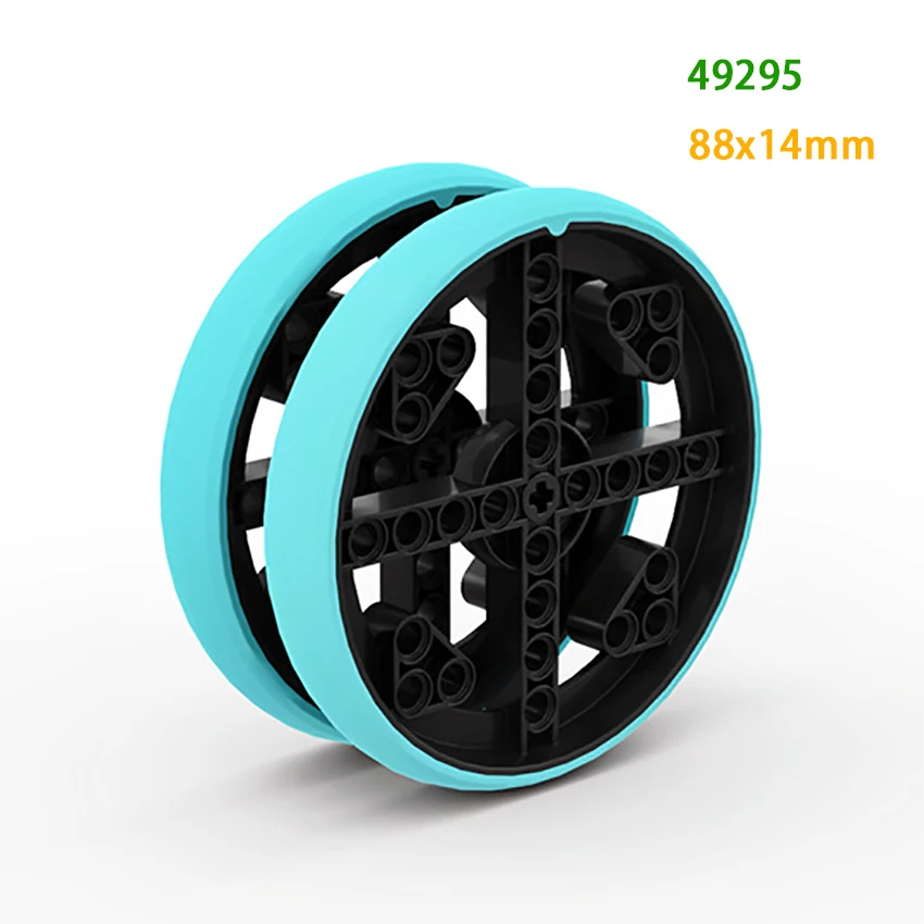 Technologiczna opona koła DIY cegła samochód ciężarówka klocki do budowy 88x14mm gumowy pas wał opona 1 szt. MOC część kompatybilna z 49295