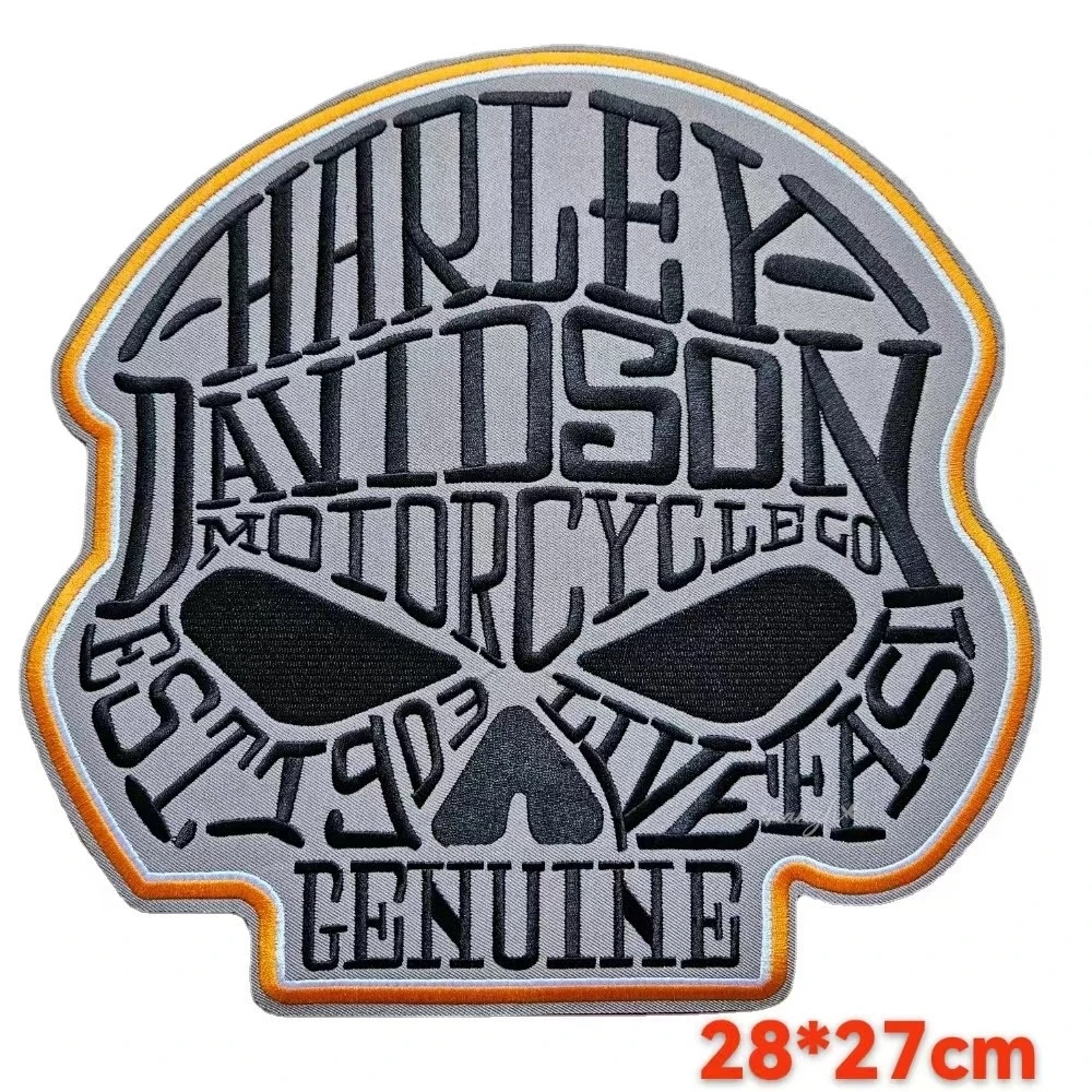 Patch Leather Jacket Denim Hot Melt Adhesive Patch Accessory For Harley Davidson lectra Glide Motorcycle Logo Embroidered Fabric view 4