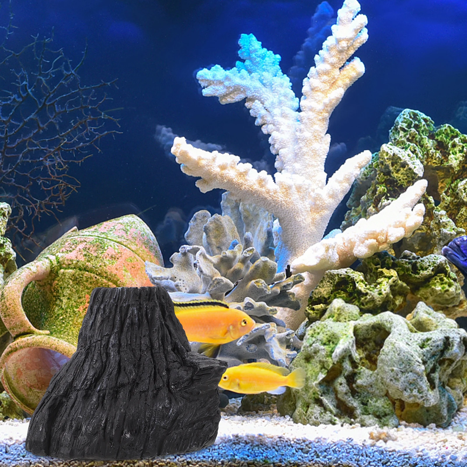 

Resin Volcanic Aquarium Decor Fish Tank nament Lifelike Volcano for Pond Accessories Landscaping Vivid Realistic Easy Care