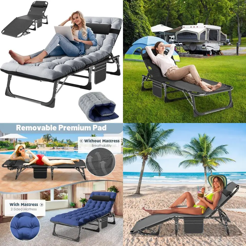كراسي صالة قابلة للطي في الهواء الطلق قابلة للتعديل، وكراسي سرير نوم محمولة، وأسرة صالة مريحة للشاطئ والمركبات الخارجية #1