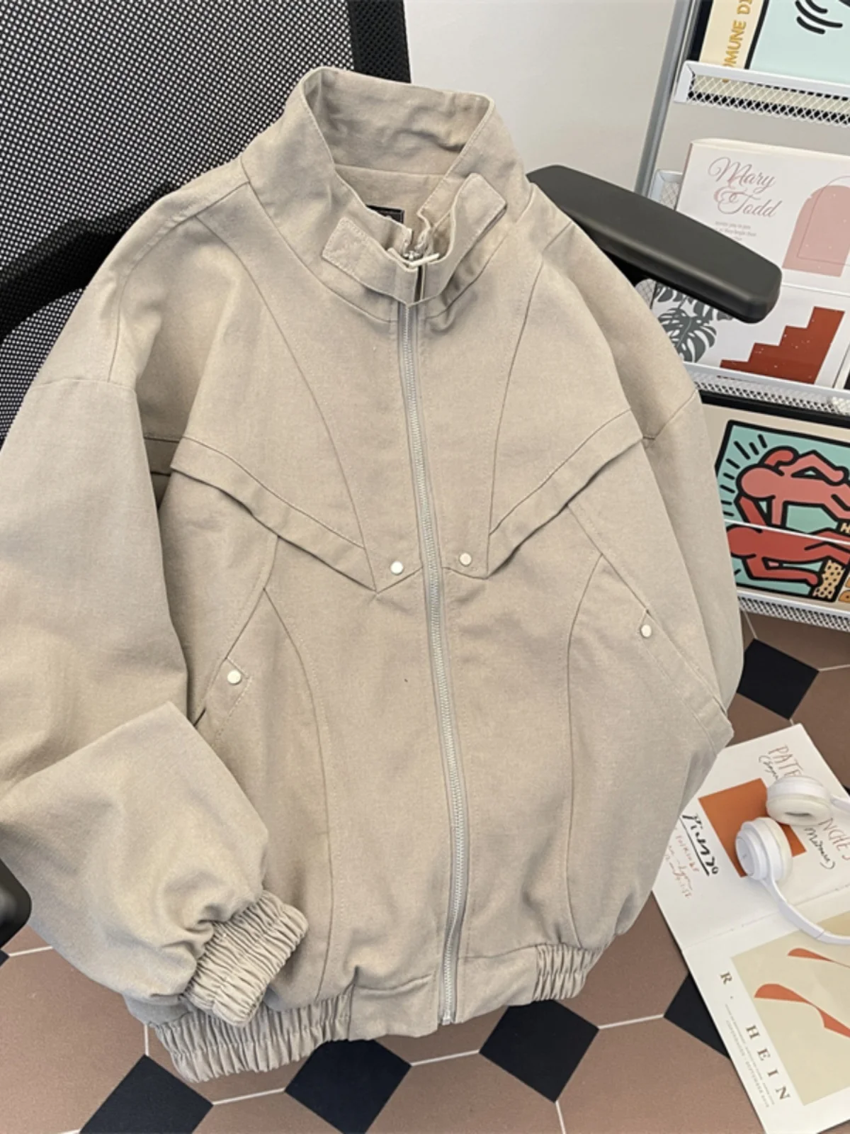 

Мужская куртка-бомбер Waed Canvas с воротником-стойкой, модный американский дизайн, весна-осень, свободный крой, молодежная модель