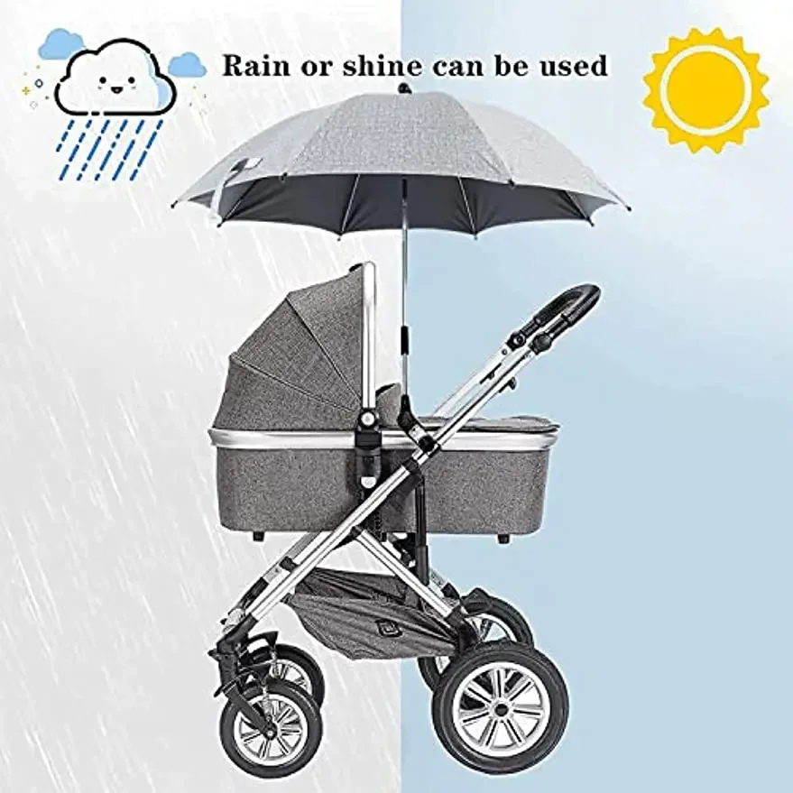 Stroller Umbrella With Clamp 360 Degree Adjustable UV Protection Stroller Universal Umbrella Sunshade For Baby Pram