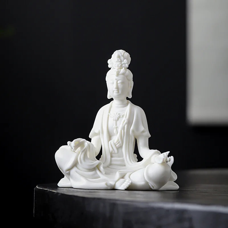 

Qiao Lin White Porcelain Guanyin Ornament, Ceramics Kuan Yin Statues, Buddhism Adornment Statue, Home Decoration Accessories